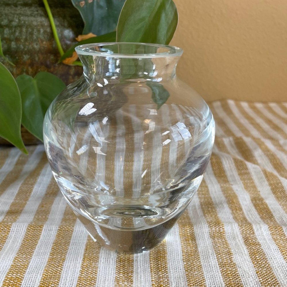Vintage Clear Glass Chunky Rim Vase